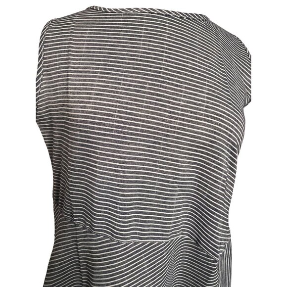 Blue White Pin Striped Large Summer Dress Midi Lightweight Pockets Y2K - Picture 2 of 12